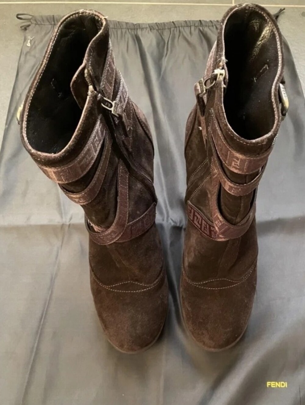 FENDI Brown Strap Boots